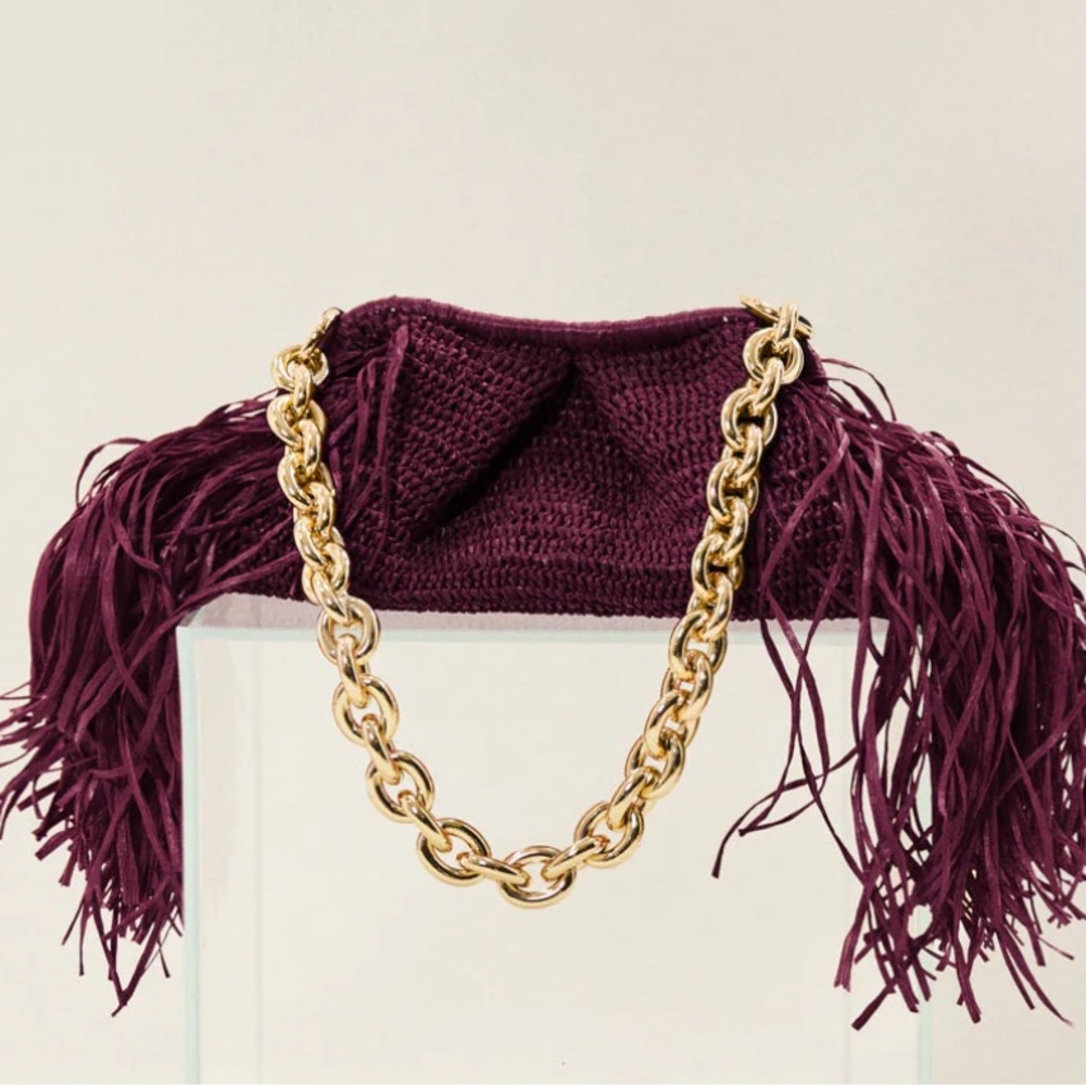 Omol bag- gorgeous eggplant raffia